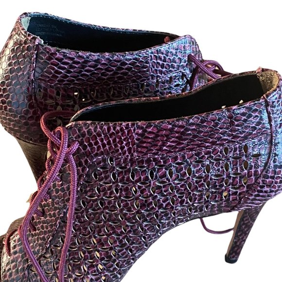 (2 for $45) Leather Burgundy Sexy Lace-Up Shoes - Picture 2 of 7